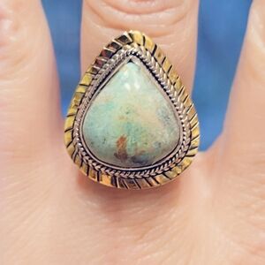 Sterling Silver African Turquoise Gemstone Ring Sz 8.25